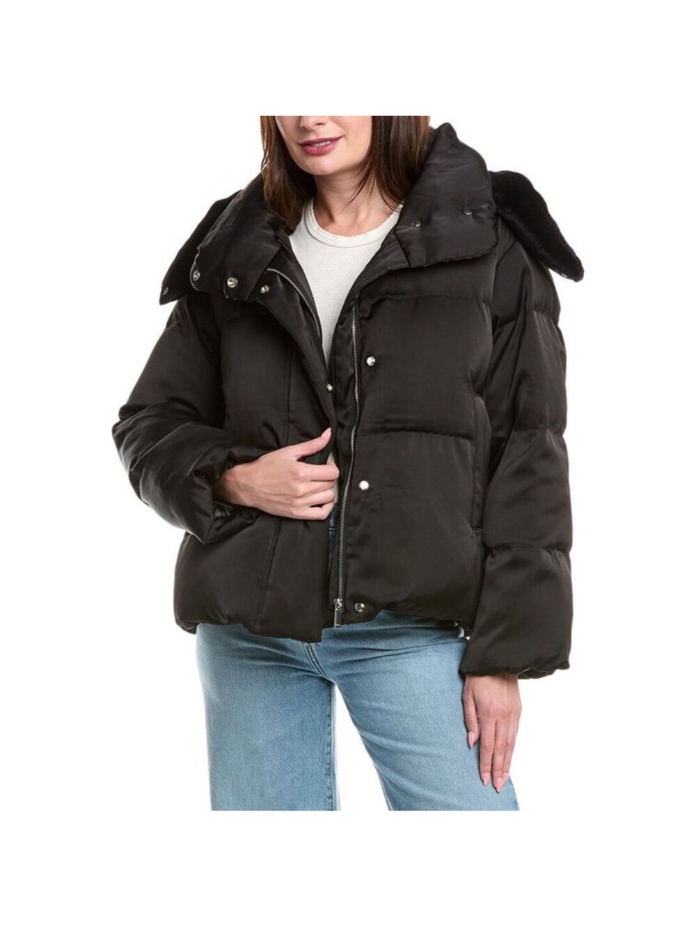 Maje Black Quilted Puffer Jacket with High Collar - Picture 2 of 5